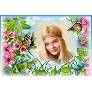 Онлайн фотоэффект - яркие цветы и бабочки