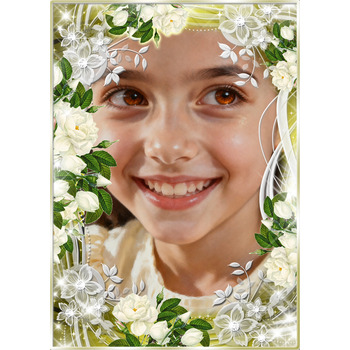 Рамка с белыми розами для фото - Очарование