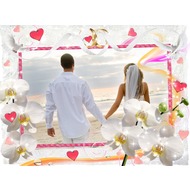 Свадебная рамка для фото - с белыми цветами и голубями