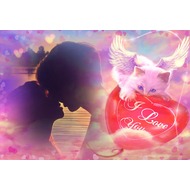 Фотоэффект-рамка романтическая - котенок с сердечком