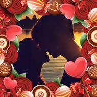 Фоторамка - из конфет и сердечек с розами