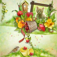 Сказочная рамка для фото с ягодами, цветами и насекомыми