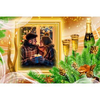 Поздравляем с новым годом - фоторамка онлайн