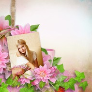 Уголок из розовых цветов с вашим фото онлайн