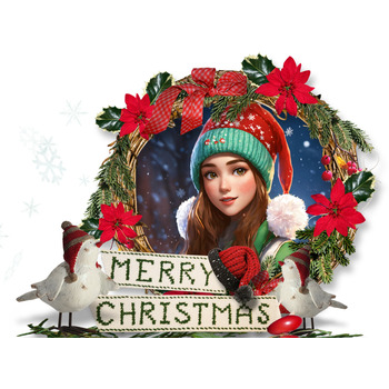 Рождественский венок-рамка с буквами Merry Christmas