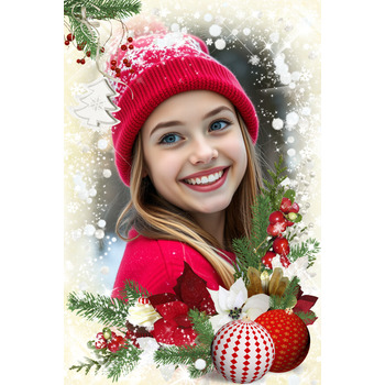 Рождественская рамка с красными ягодами