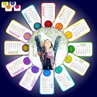 Яркий круговой календарь с рамкой на 2015 год в Европейском стиле