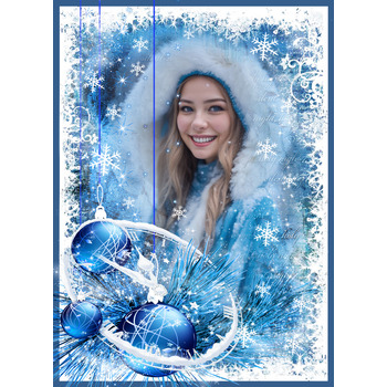 Рамка для фото онлайн - Кругом снежинки