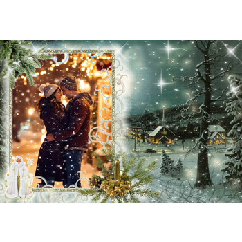 Праздничная рамка для фото онлайн - Рождественская ночь