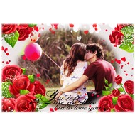 Фоторамка онлайн в романтических тонах с цветами и сердечками