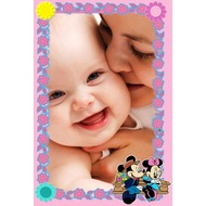 Детская розовая рамочка для фото онлайн с Микки и Мини
