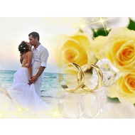 Свадебный фотоэффект онлайн - с кольцами и розами
