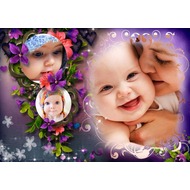 Рамка цветочная на 3 фото - любимая дочурка