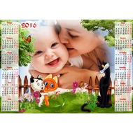 Детский календарь на 2016 год с рамкой - Котёнок по имени Гав