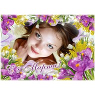 Праздничная фоторамка к 8 Марта - Фиолетовые цветы