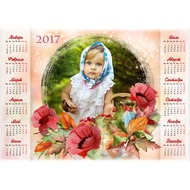 Календарь-рамка на 2017 год - Осенние цветочки
