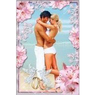 Рамка для свадебного фото с нежными розовыми цветами