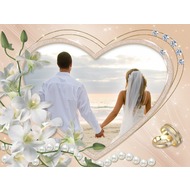 Рамка для фото свадебная с сердцем и белыми цветами