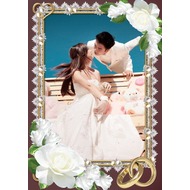 Свадебная рамка для фото с яркими белыми розами