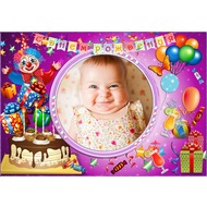 яркая детская рамка для фото с клоуном - с днем рождения