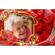 Юбилейная фото рамка с яркими, красными розами